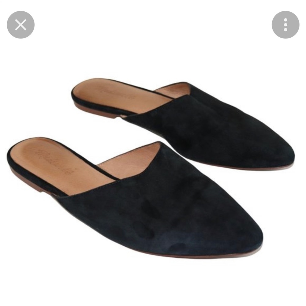 Madewell Black Remi Suede Pointed Toe Mules